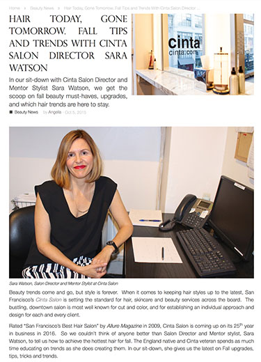 2015 Auve Daily Interview with Cinta Salon Director and Mentor Stylist Sara Watson